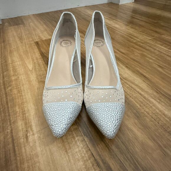 I. Miller Silver Rhinestone Kitten Heels Size 9 - Picture 2 of 5